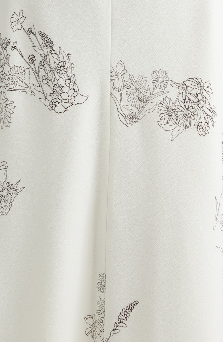 Victoria Beckham Gathered Detail Floral Stretch Cady Midi Dress, Alternate, color, Off White Black