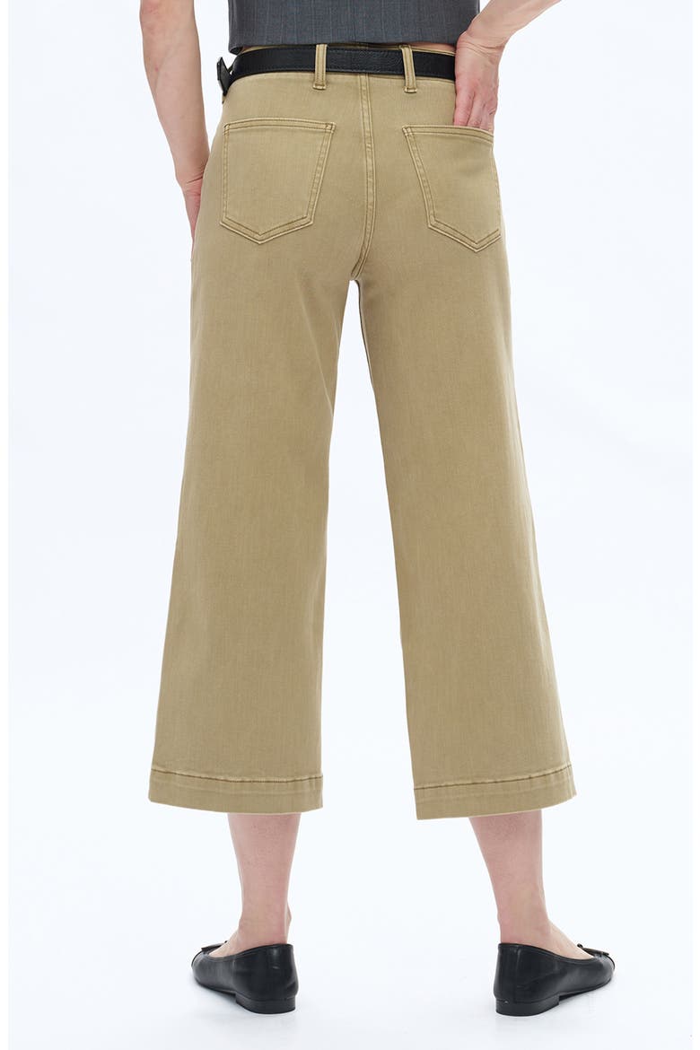 Patch Pocket Mid Rise Crop Wide Leg Jeans, Alternate, color, OLIVE