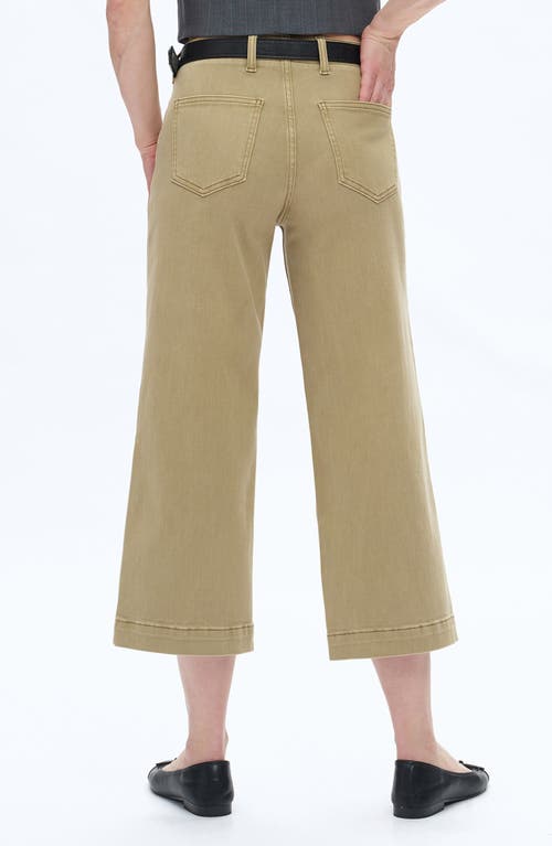 Bayeas Patch Pocket Mid Rise Crop Wide Leg Jeans In Green