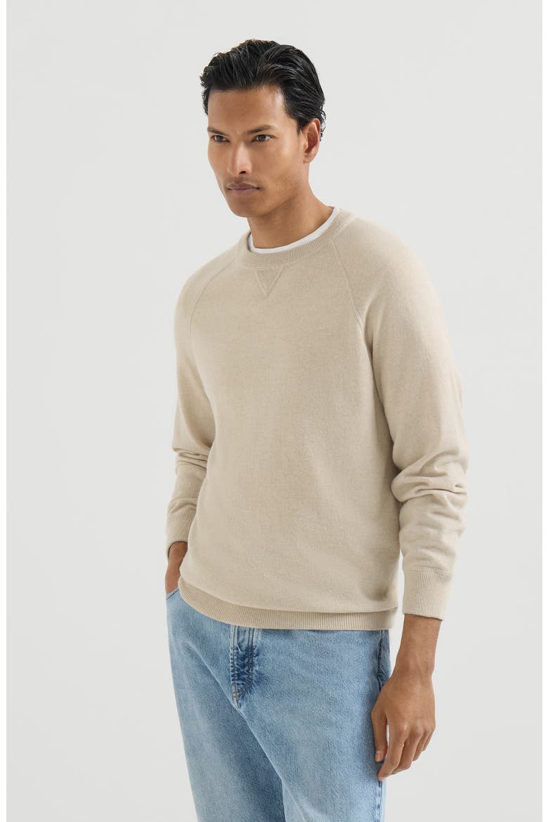 Cashmere sweatshirt-style sweater, Main, color, Sand
