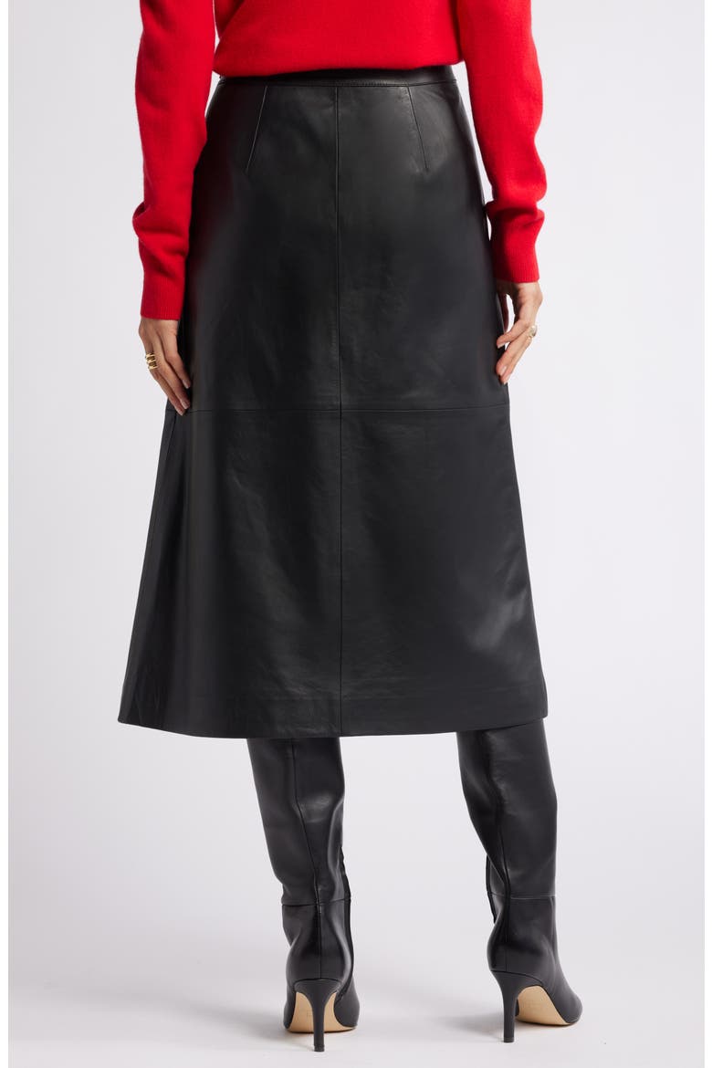 Leather A-Line Skirt, Alternate, color, BLACK