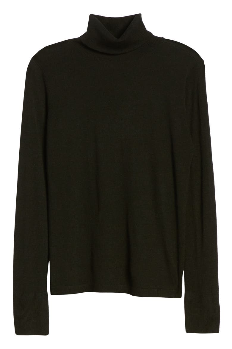 Turtleneck Merino Wool Blend Sweater, Alternate, color, BLACK