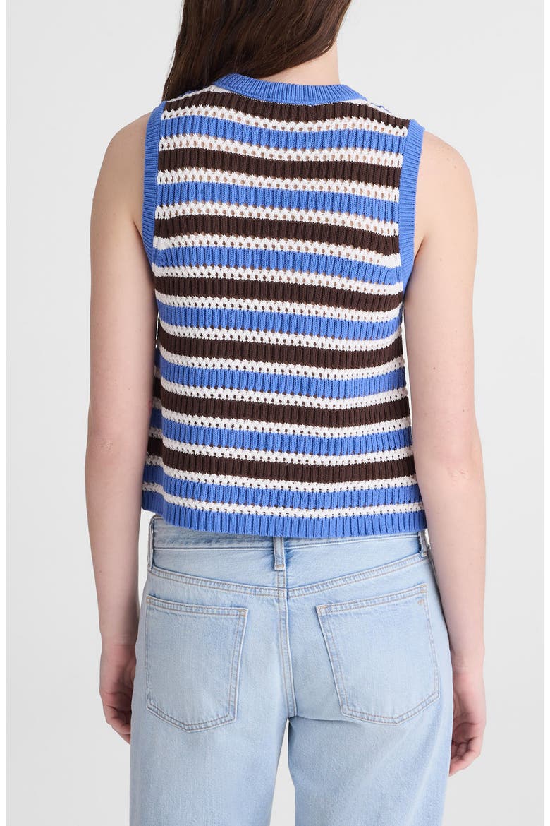 Open Stitch Sleeveless Sweater, Alternate, color, RETRO BLUE AND BROWN STRIPE