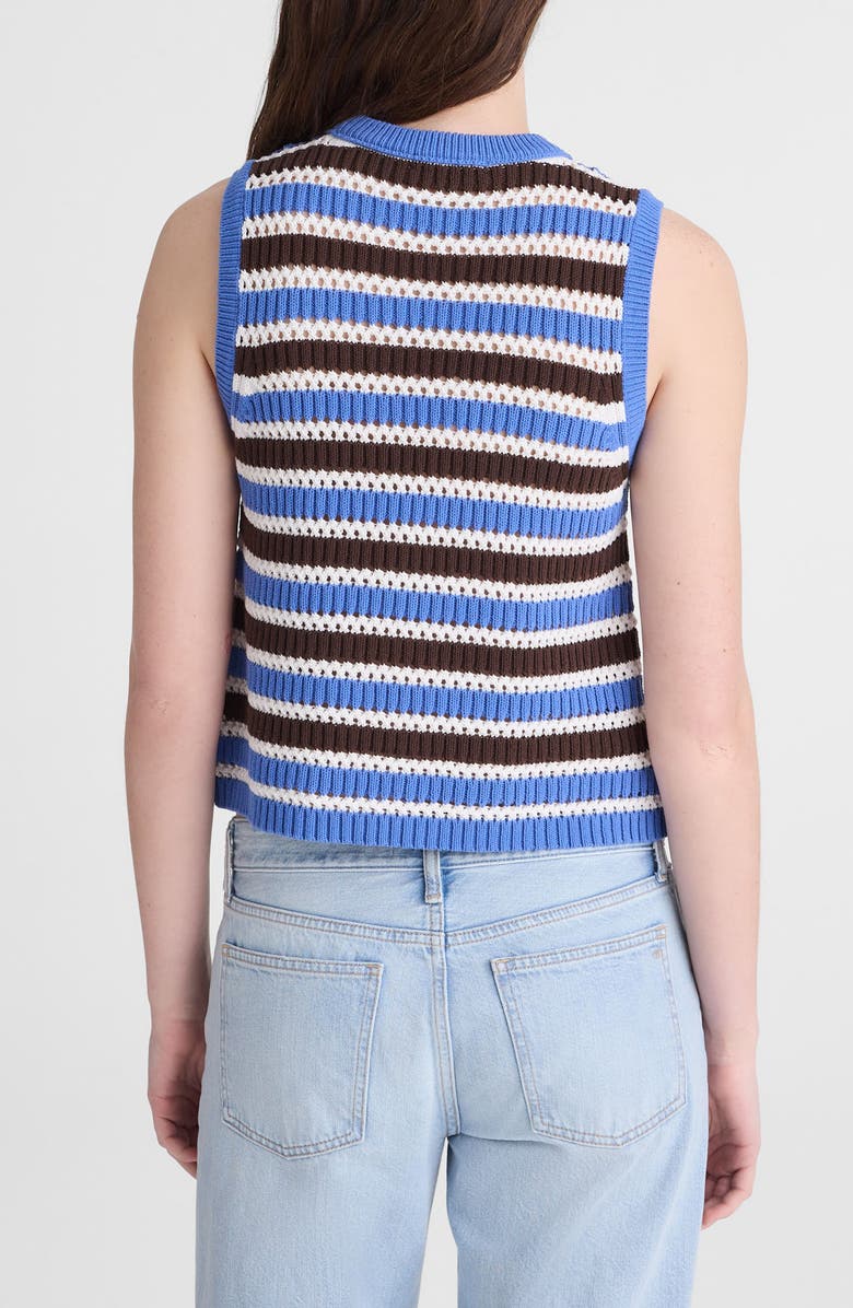 Madewell Open Stitch Sleeveless Sweater, Alternate, color, Retro Blue And Brown Stripe