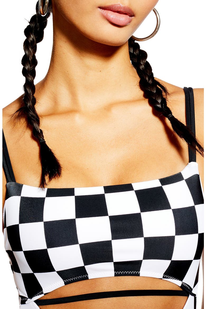 Checkerboard One-Piece Swimsuit, Alternate, color, BLACK MULTI