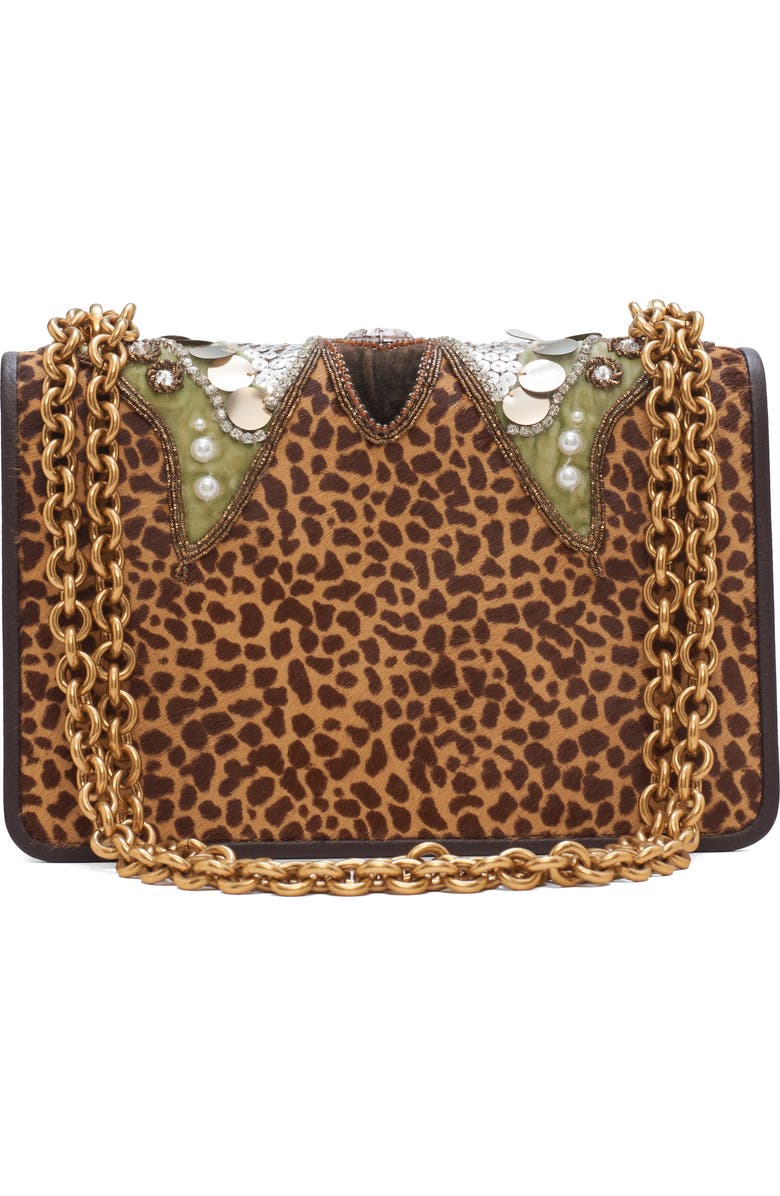 Valentino Garavani DeVain Embellished Genuine Calf Hair Shoulder Bag, Alternate, color, Brown Multi