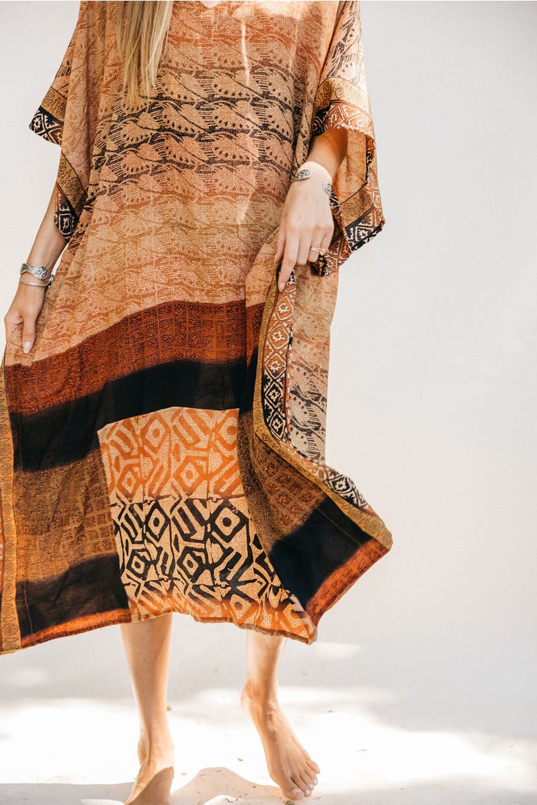 Long Caftan June, Alternate, color, Brown & Orange
