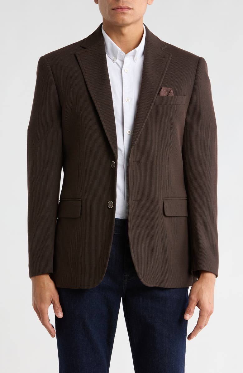 Lucky Brand Rib Knit Blazer, Main, color, Brown