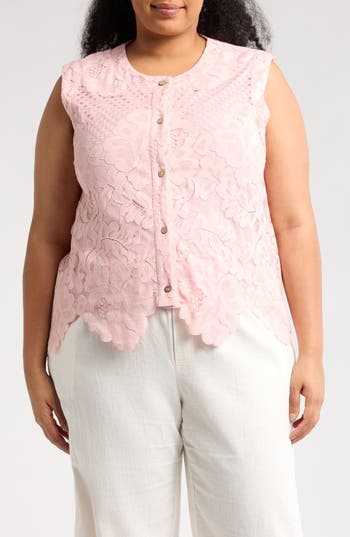 FORGOTTEN GRACE FORGOTTEN GRACE LACE BUTTON TANK