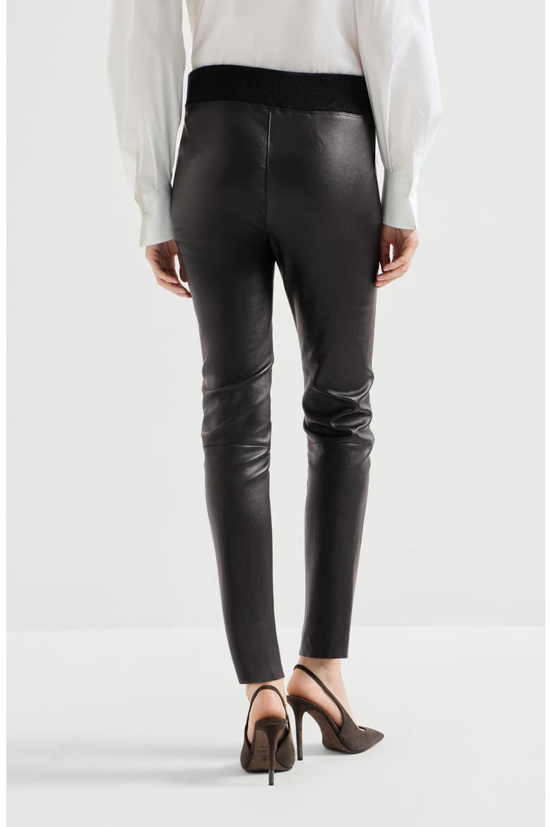Stretch nappa leather leggings, Alternate, color, Black