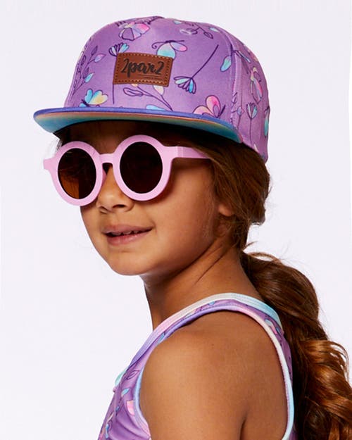 DEUX PAR DEUX DEUX PAR DEUX BABY GIRL'S PRINTED CAP OLD MAUVE AND MULTICOLORED BUTTERFLIES