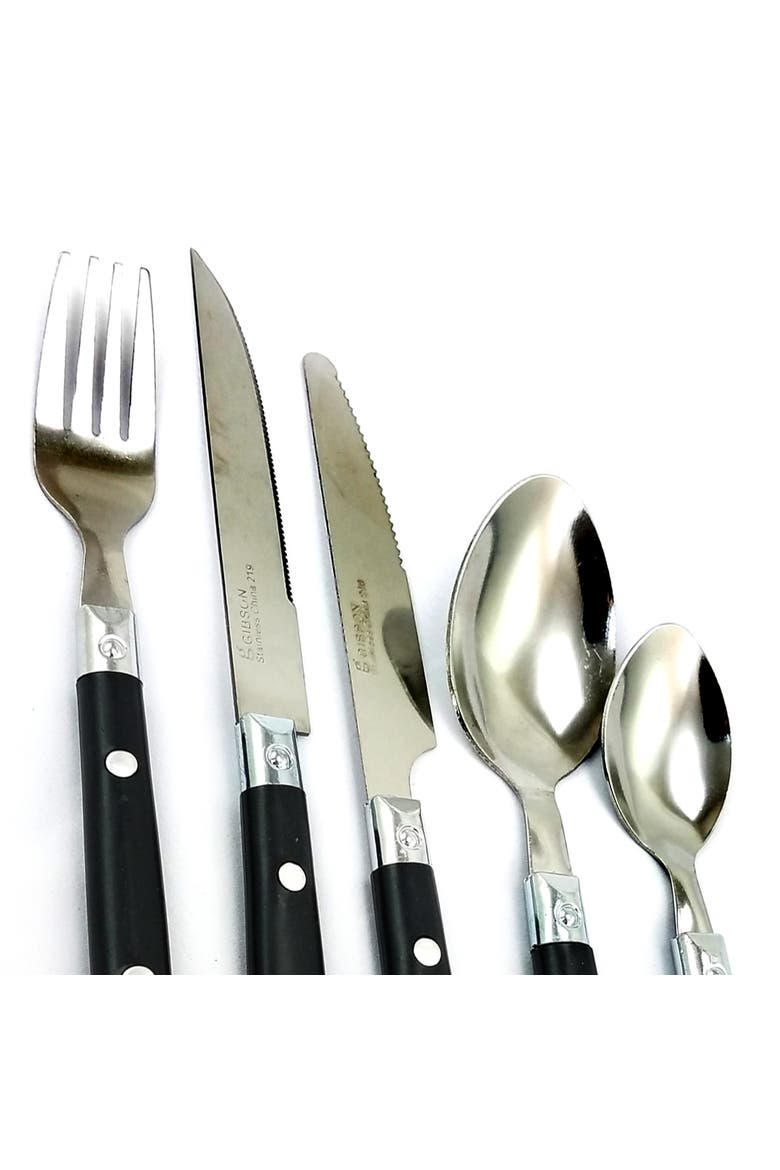 Casual Living 58 Piece Stainless Steel Flatware Set, Alternate, color, Black