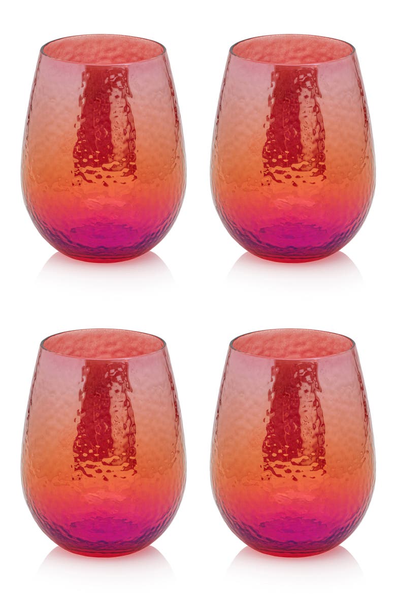 Apertivo Set of 4 Stemless Glasses, Main, color, RED