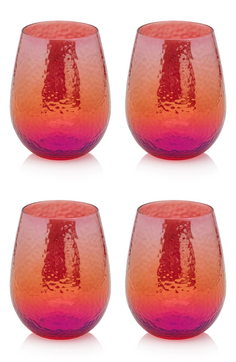 Zodax Apertivo Set of 4 Stemless Glasses, Main, color, Red
