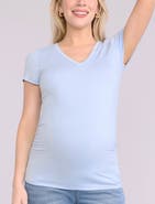 MOTHERHOOD MATERNITY V-Neck Side-Ruched Maternity Short Sleeve Tee
