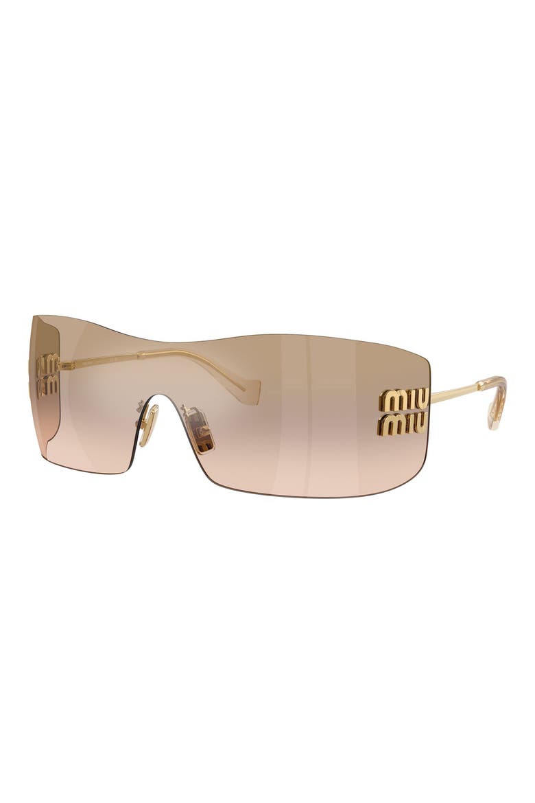 144mm Oversize Shield Sunglasses, Alternate, color, GOLD / BROWN MIRROR BRONZE