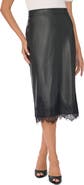 Vince Camuto Lace Hem Faux Leather Midi Pencil Skirt
