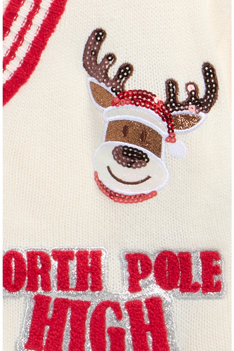 Kids' Varsity Christmas Cardigan, Alternate, color, IVORY
