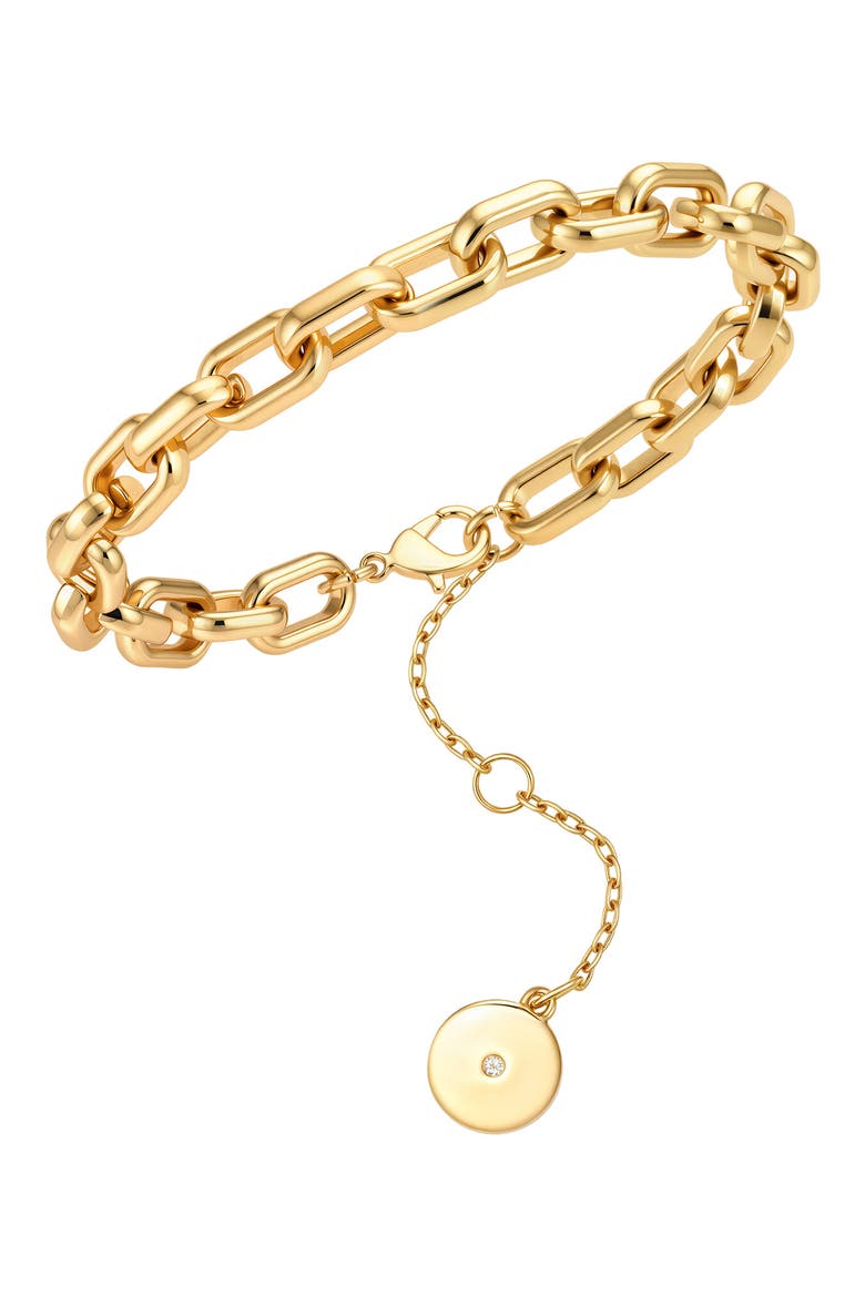 Paperclip Chain Disc Bracelet, Main, color, GOLD TONE