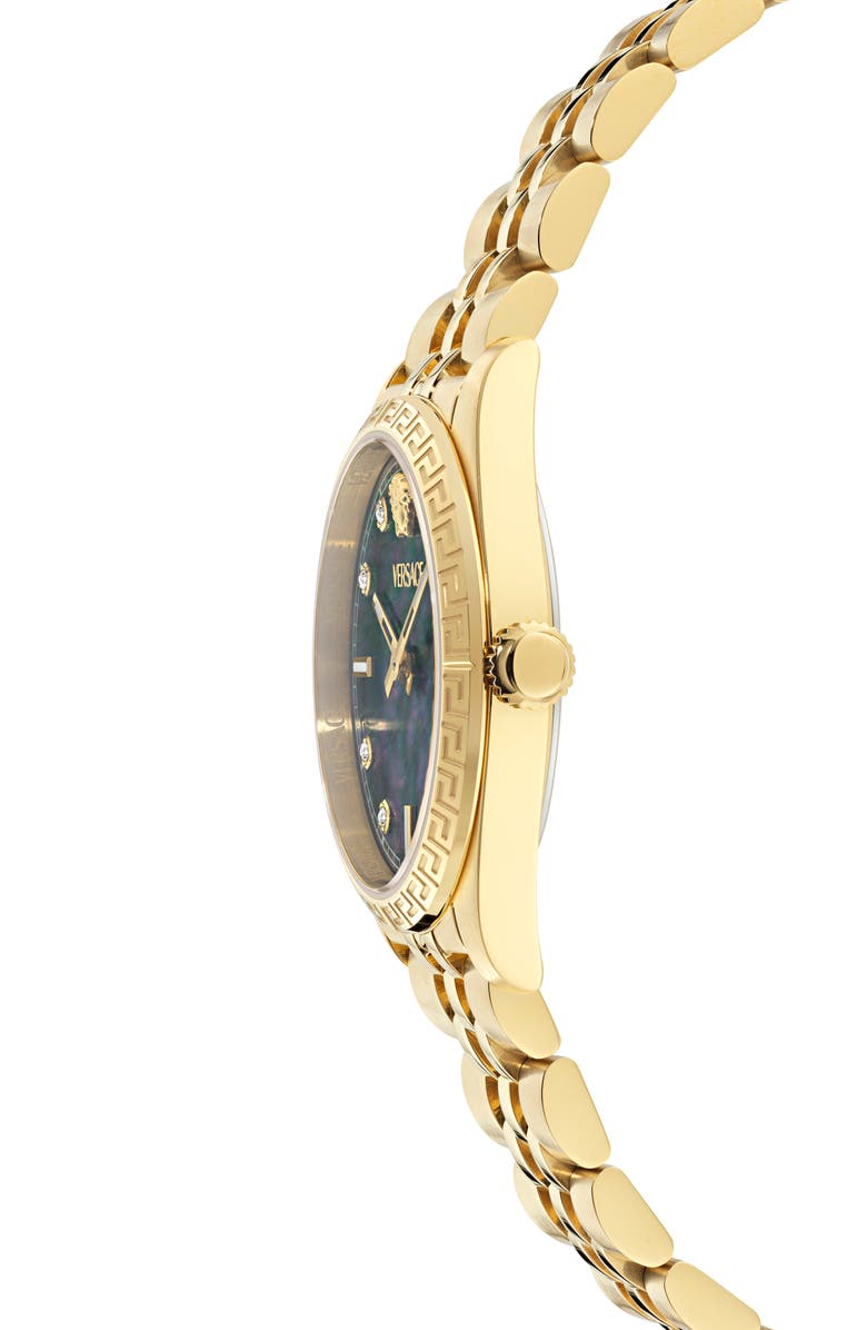 Versace Millenyium Mother-of-Pearl Bracelet Watch, 32mm, Alternate, color, Ip Yellow Gold