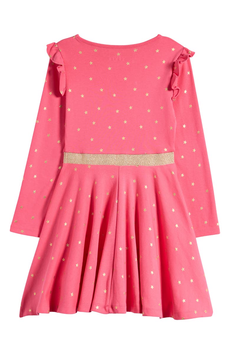 Mini Boden Kids' Mabel Foil Star Long Sleeve Cotton Twirly Dress, Alternate, color, 