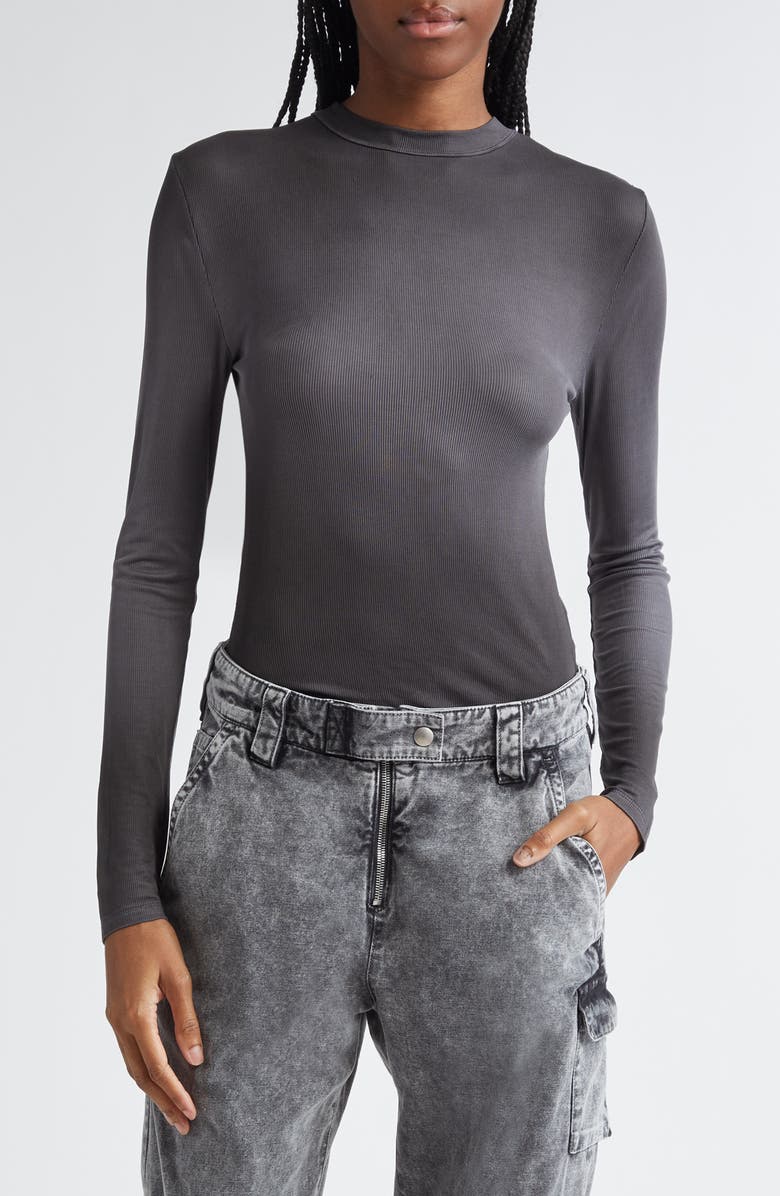 Acne Studios Erman Spray Effect Long Sleeve Rib T-Shirt, Main, color,