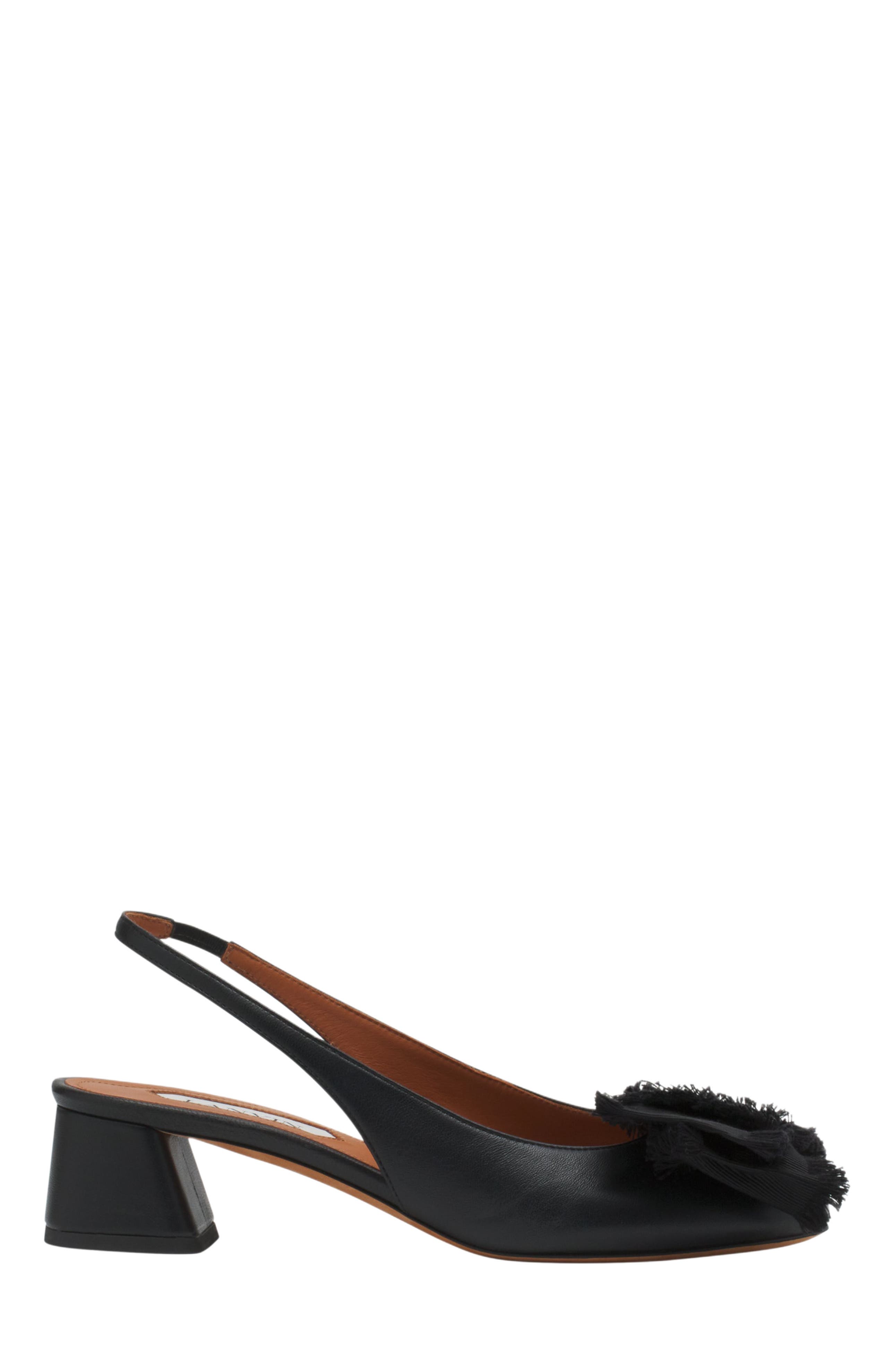 Lanvin Leather Heeled Slingback Ballerina, Main, color, Black