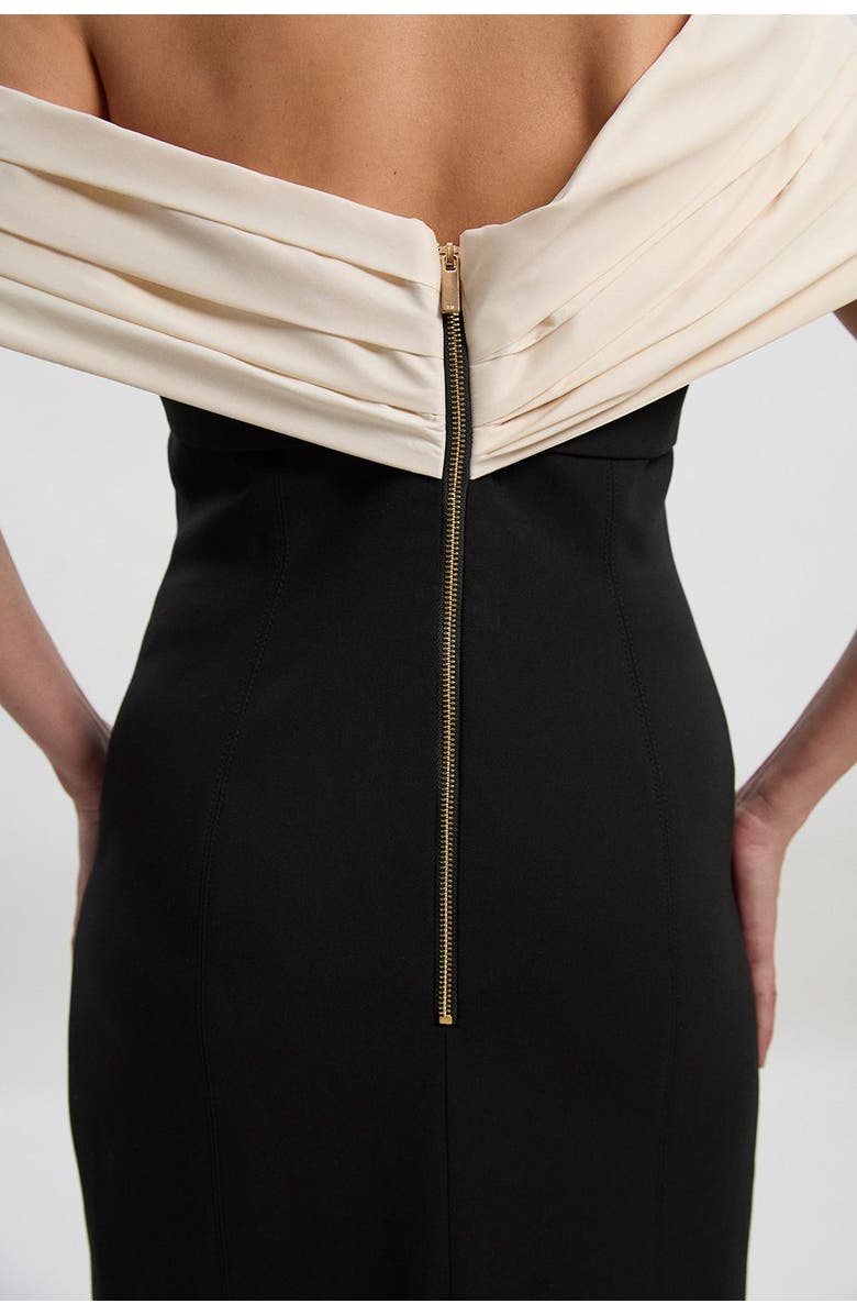 Karen Millen Tailored Taffeta Sleeve Maxi Dress, Alternate, color, Mono