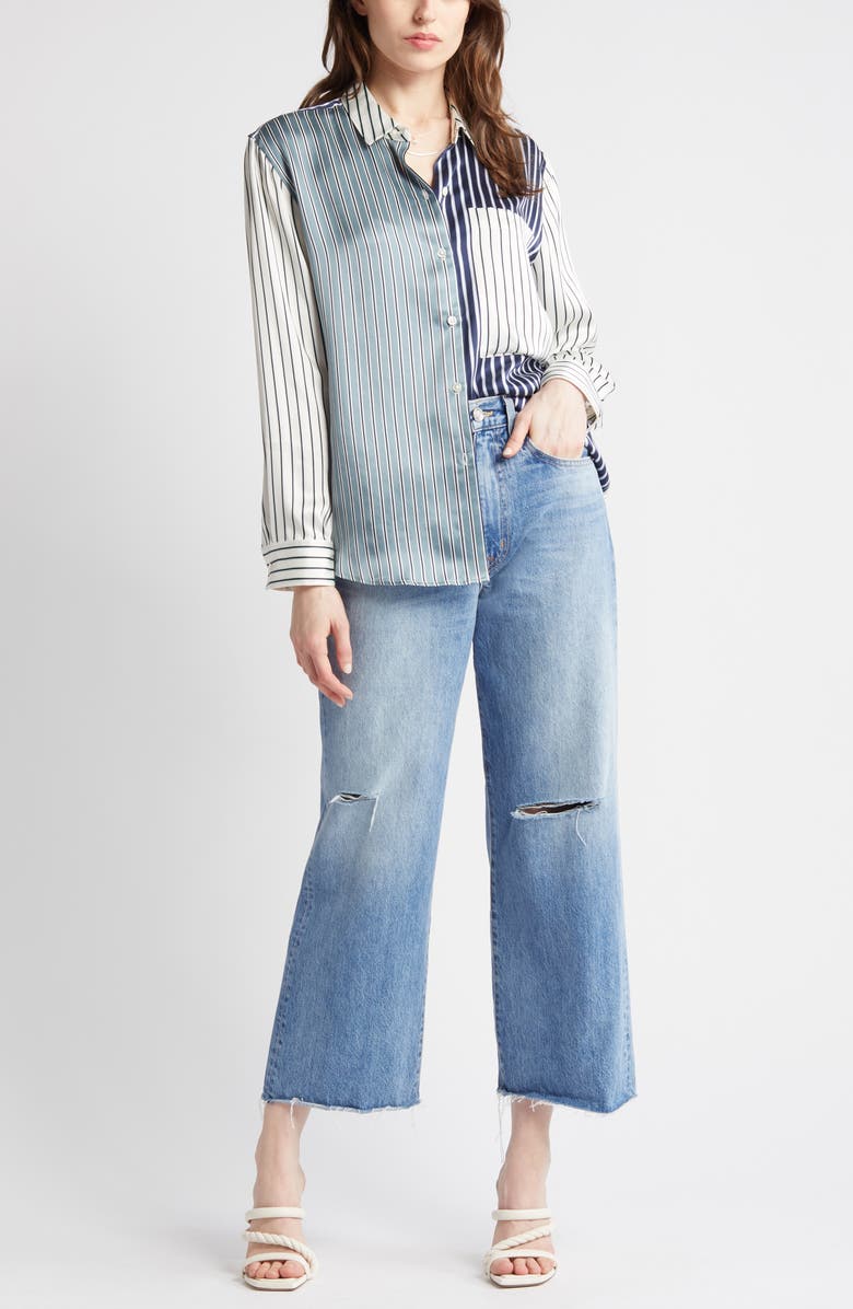 Rails Spencer Mixed Stripe Silk Shirt, Main, color, 