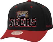 Mitchell & Ness Men's Mitchell & Ness Black/Red Philadelphia 76ers Backside Script 2-Tone Pro Crown Adjustable Hat