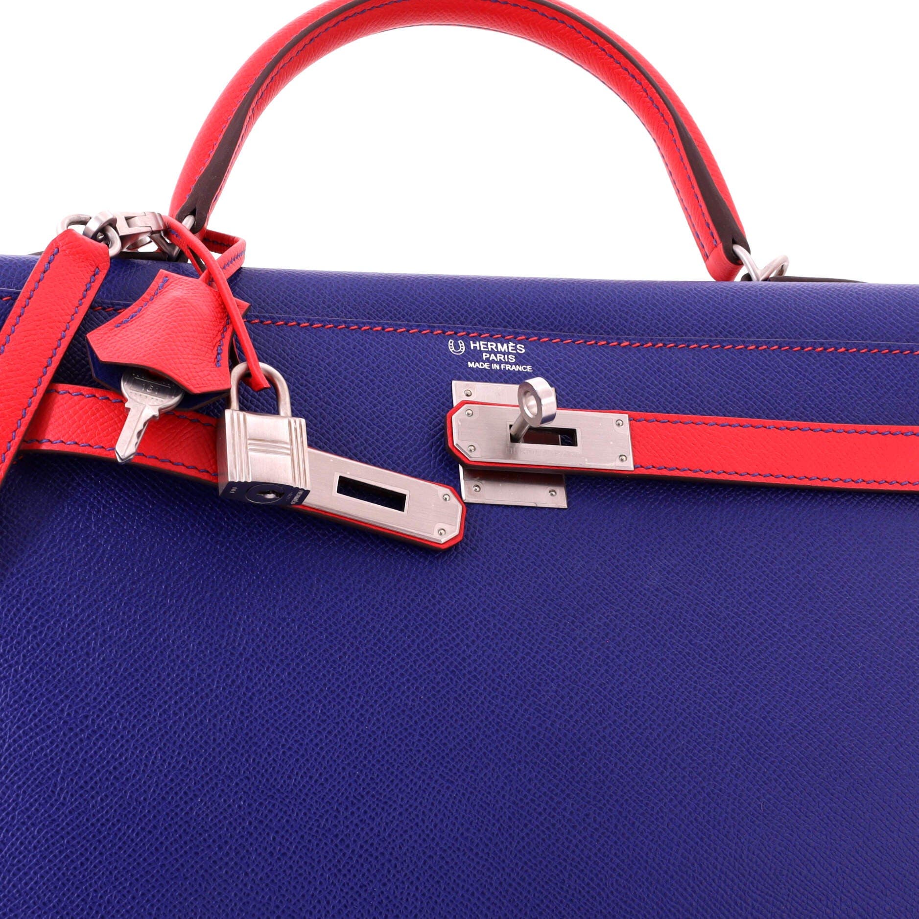 Kelly Handbag Bicolor Epsom with Brushed Palladium Hardware 32, Alternate, color, Blue