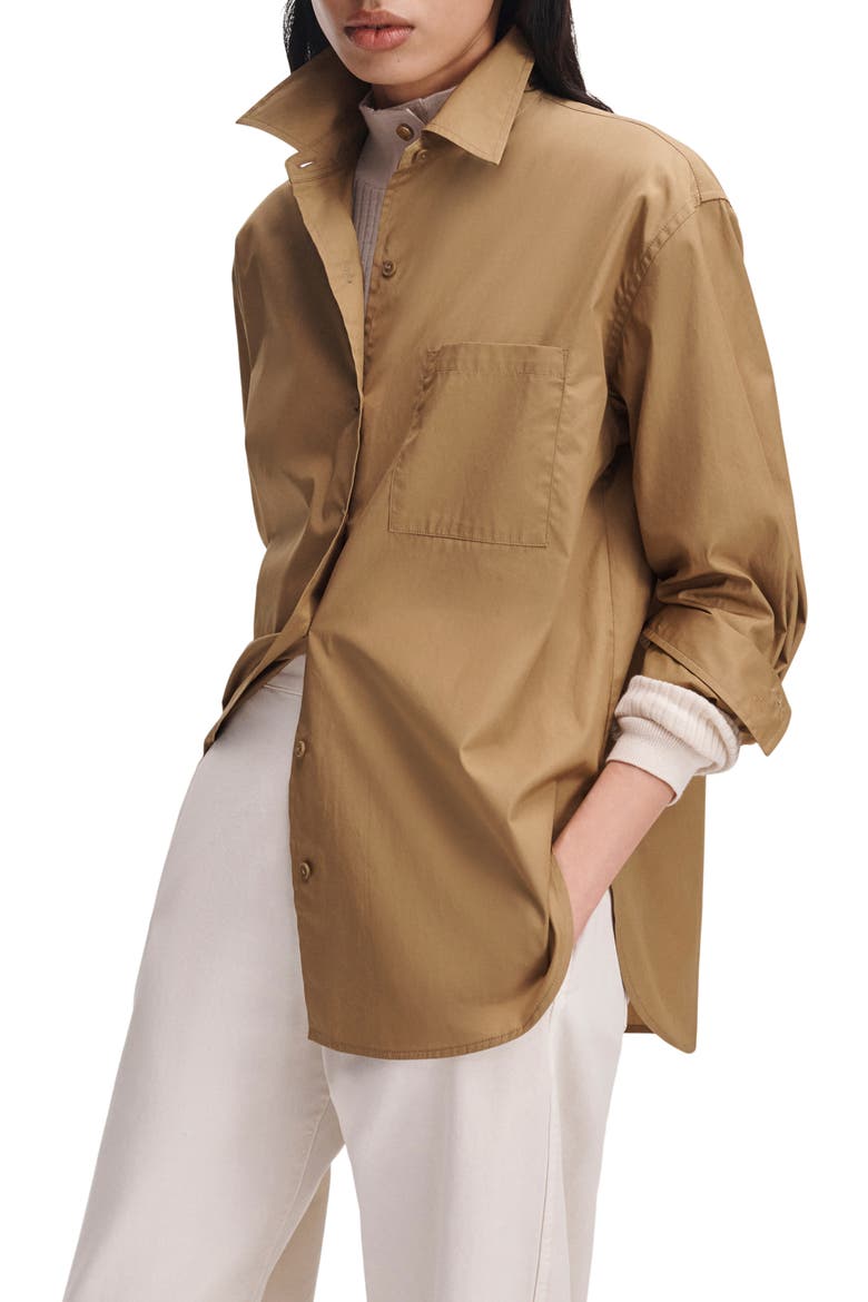 Connie Cotton Poplin Button-Up Shirt, Alternate, color, GOLD