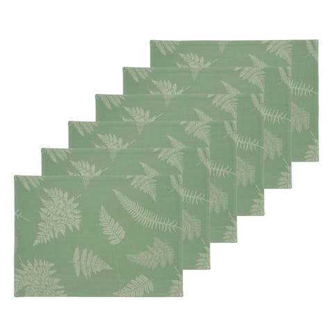 Botanical Fern Jacquard Reversible Machine Washable Jacquard Placemats Set of 6