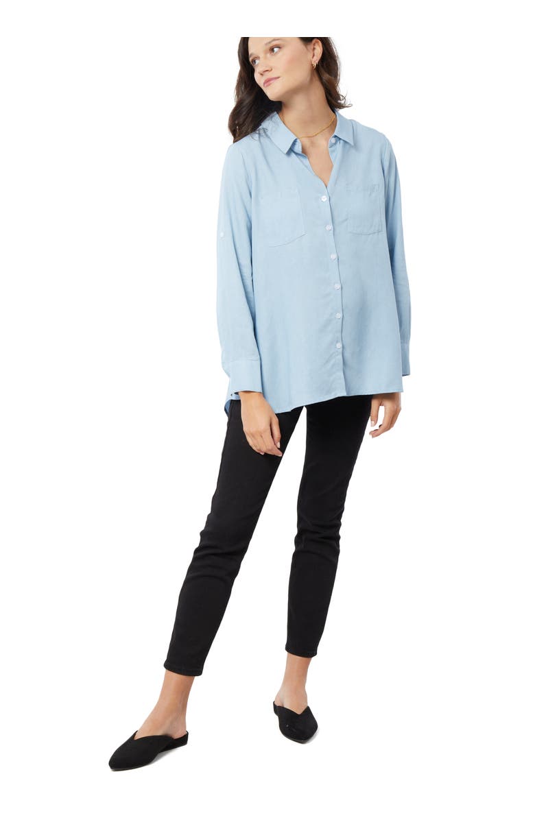 Ingrid & Isabel Button Down Maternity and Nursing Jean Shirt, Main, color, Light Wash