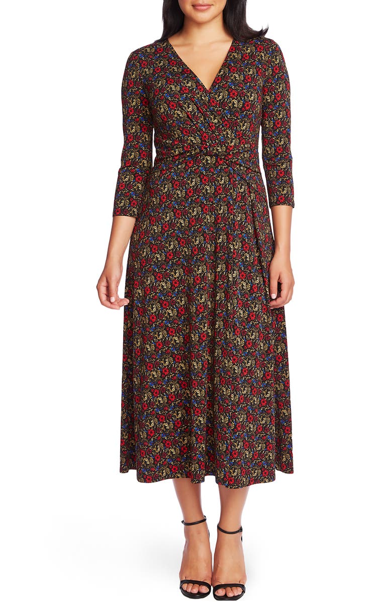 Chaus Venetian Garden Wrap Front Dress, Main, color, 