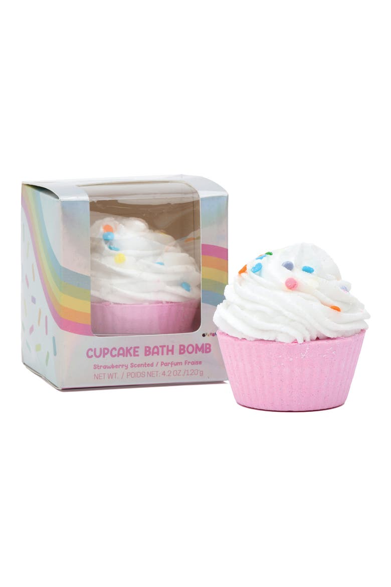 Cupcake Bath Bomb for Kids, Alternate, color, WHITE/ STRAWVERRY