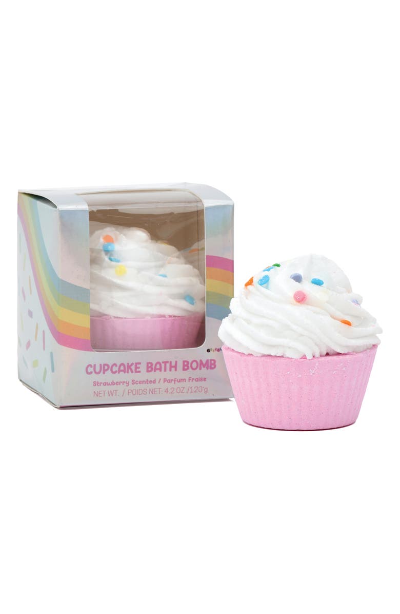 Iscream Cupcake Bath Bomb for Kids, Alternate, color, White/ Strawverry