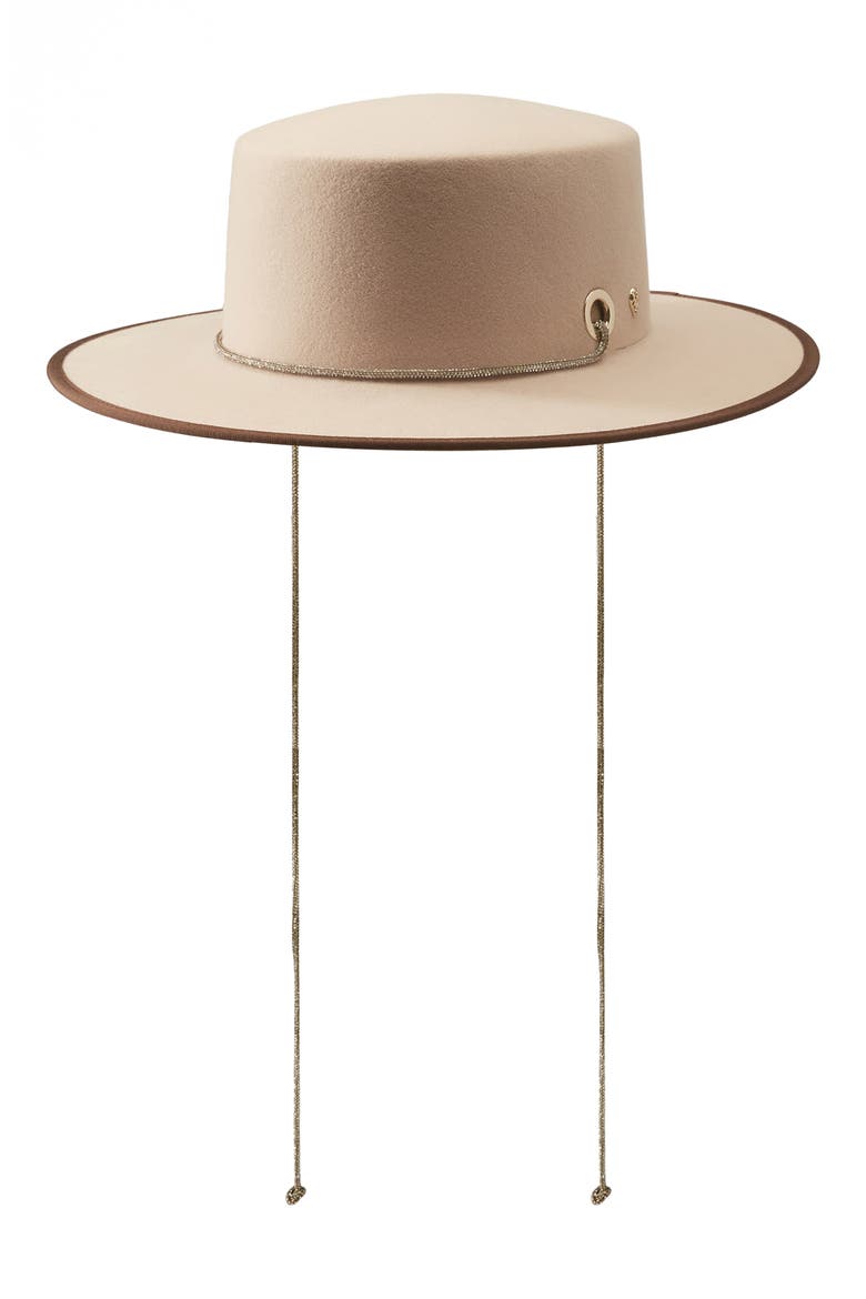 Nasia Wool Boater Hat, Alternate, color, ECRU/ ALMOND SPARKLE