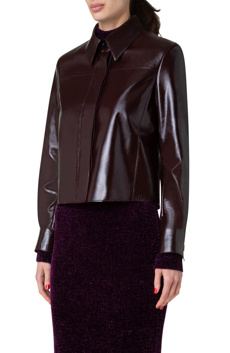 Akris Talitha Leather Shirt Jacket, Alternate, color, 