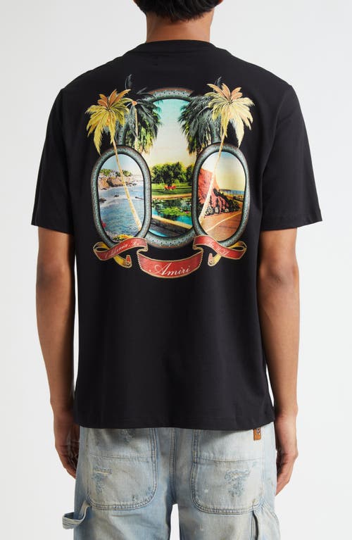 Amiri Black T-shirt With Logo Print And Graphic Design In Black