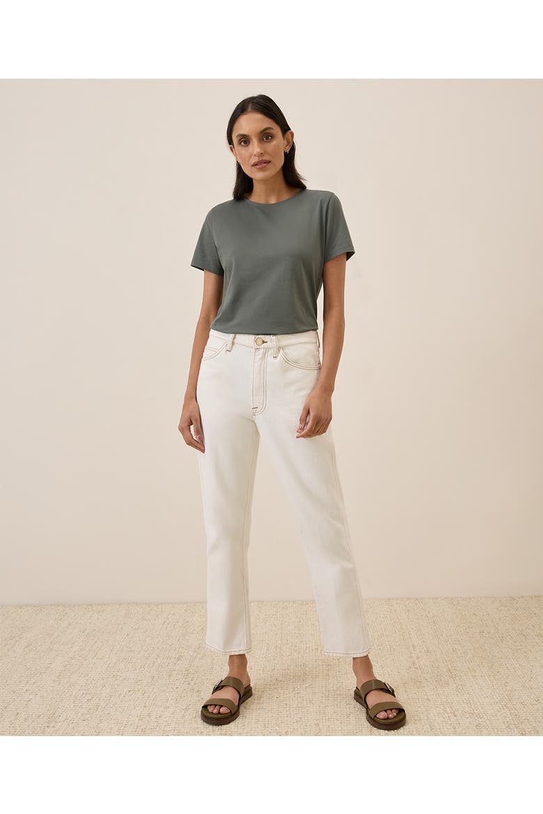 Organic Cotton Luxe Stretch Jersey Slim Tee, Alternate, color, Castor Green