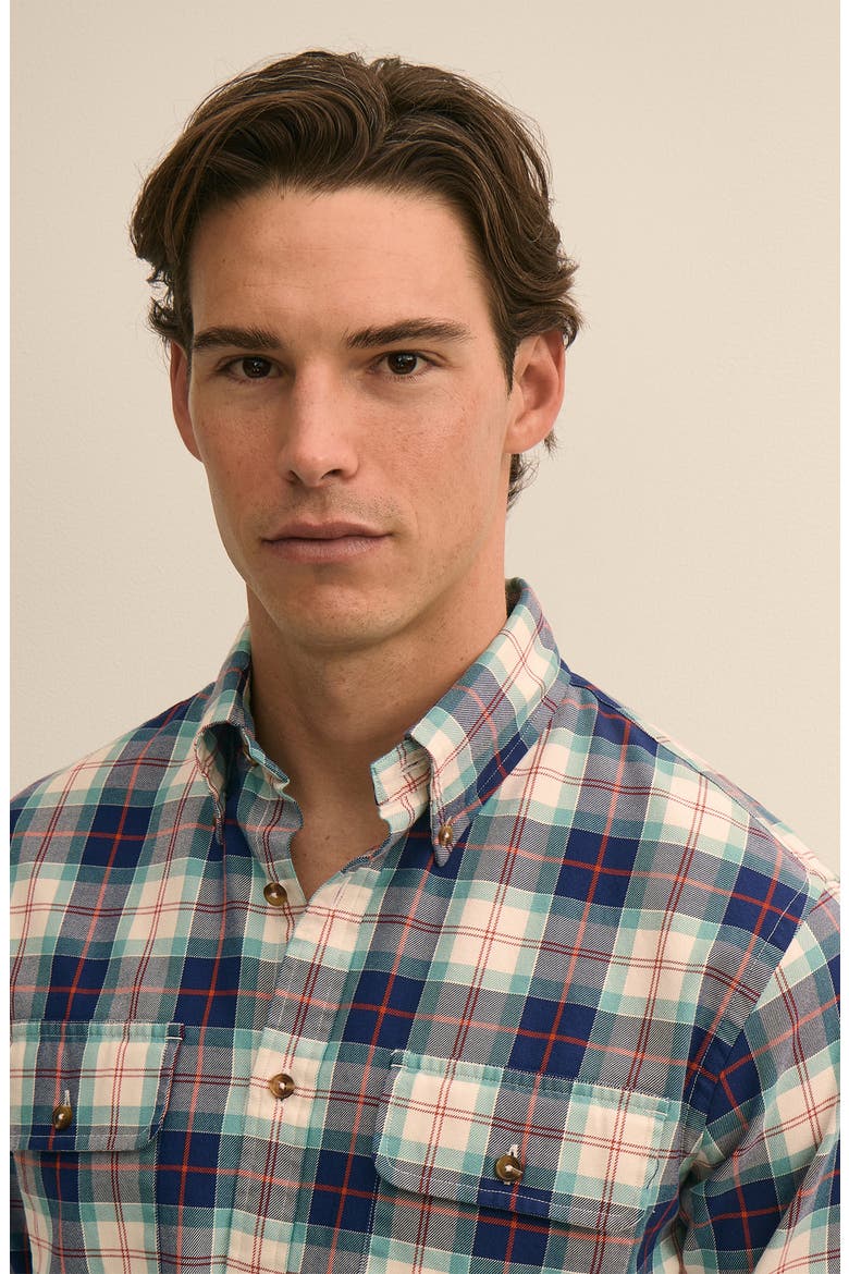 Friday Cotton Twill Button Down Shirt, Alternate, color, IVORYPLALID