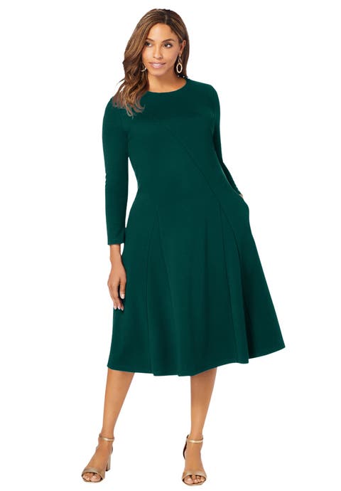 Long Sleeve Stretch Ponte Dress (Plus Available)
