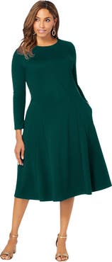 Jessica London Long Sleeve Stretch Ponte Dress