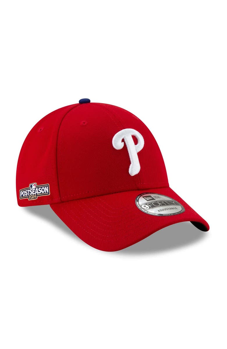 New Era Men's New Era Red Philadelphia Phillies 2024 MLB Postseason Side Patch 9FORTY Adjustable Hat, Main, color,