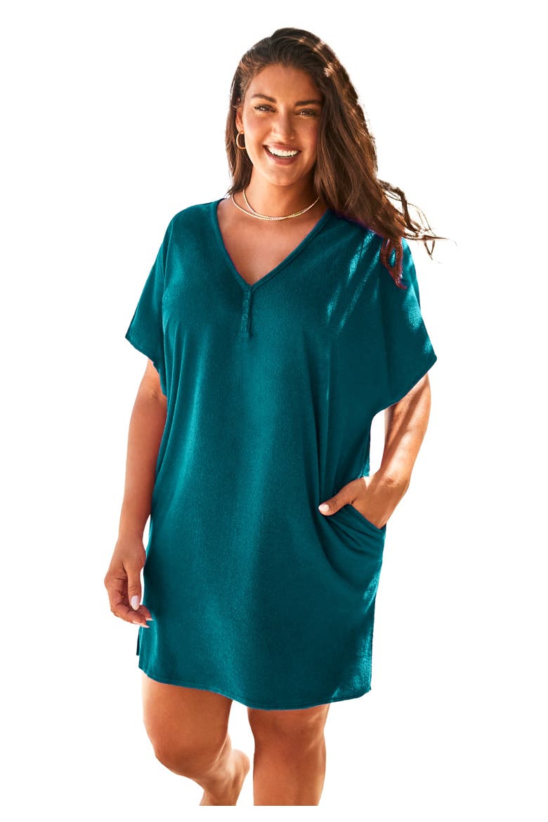 French Terry Lightweight Cover Up Tunic, Main, color, Mediterranean
