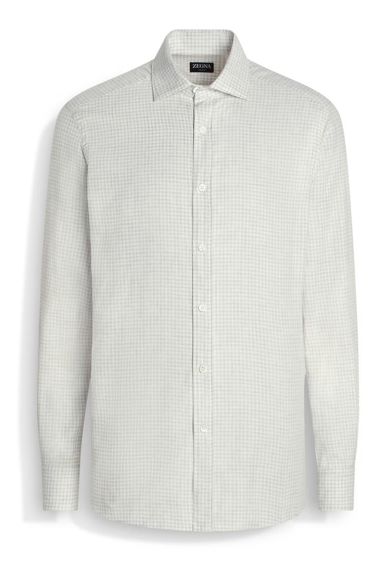 Cashco Gingham Check Cotton & Cashmere Button-Up Shirt, Alternate, color, LIGHT GREY / WHITE