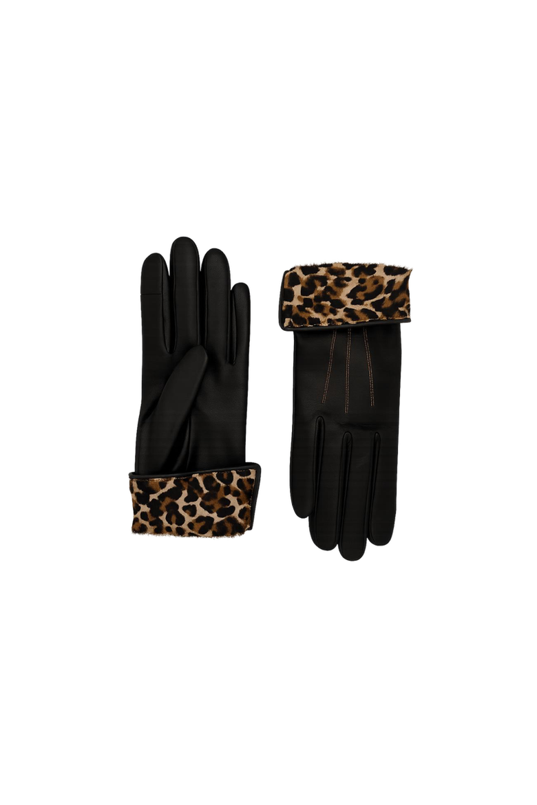 Fanny Lambskin Glove with Cashmere Lining and Contrast Cuff, Main, color, TNoir/Panthere