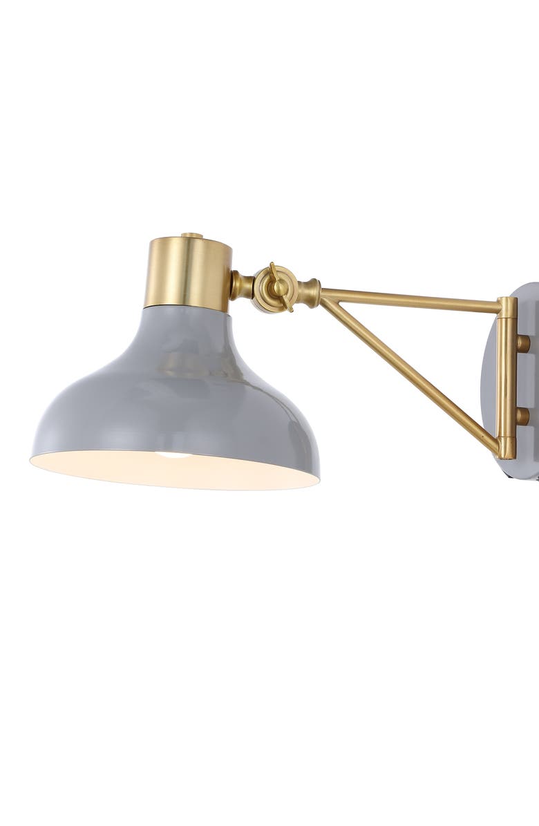 JONATHAN Y Lynn Swing Arm 1-Light Modern Midcentury Iron USB Charging Port LED Sconce, Alternate, color, Gray