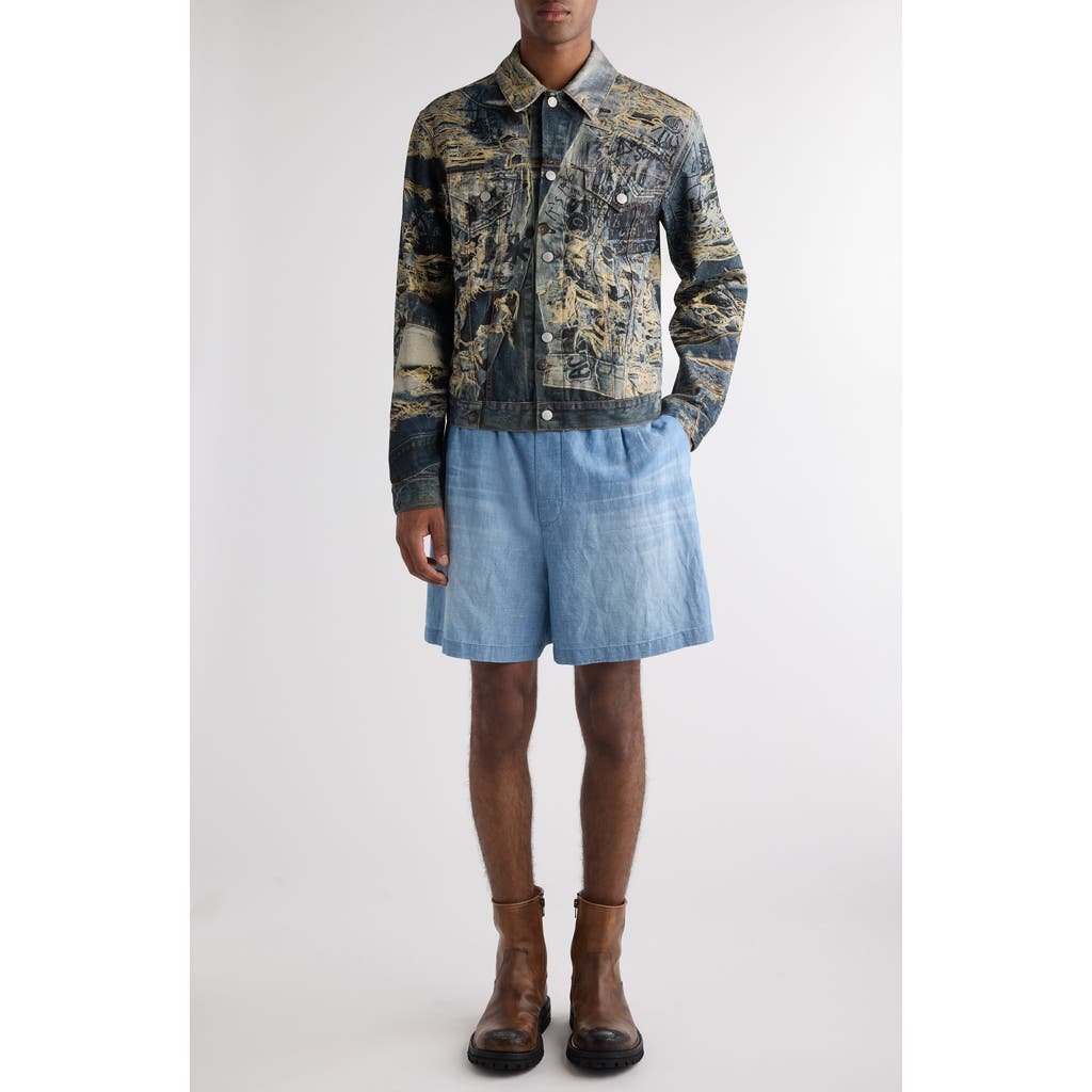 Acne Studios Rye Tlo Torn Scribble Denim Jacket In Mid Blue